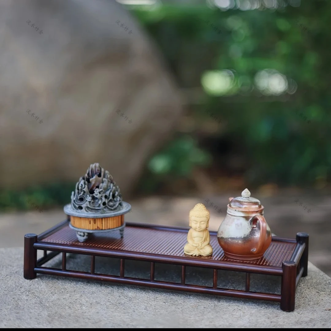 楠竹杯架 纯手工榫卯结构 茶壶茶杯置物架 茶室杯架