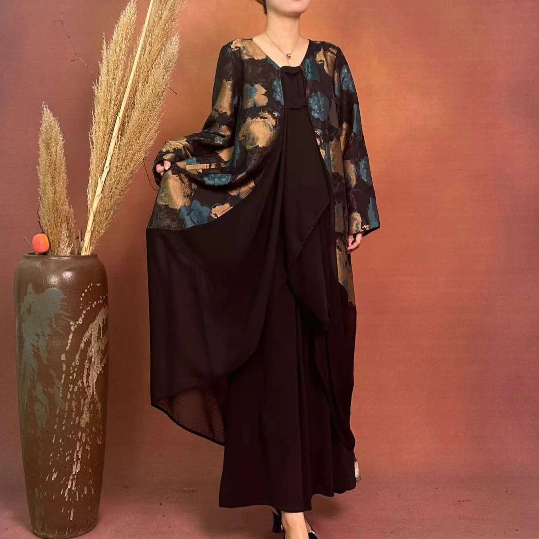 【大海轻奢】BF32408新款刺绣花盘扣拼纱设计师款时尚外披