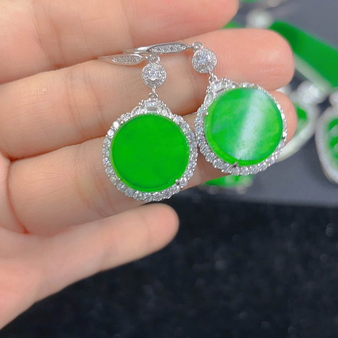 翡翠银S925镶嵌吊坠(不含链)