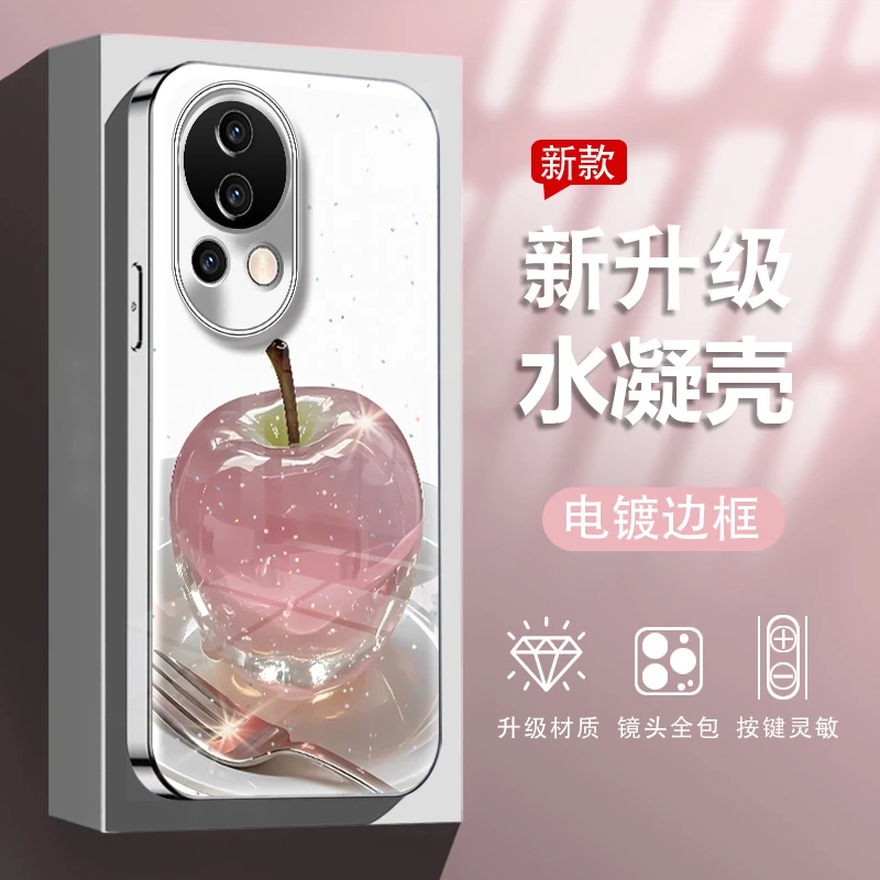 创意水晶苹果适用于华为nova12pro新款电镀水凝手机壳全包爆款女