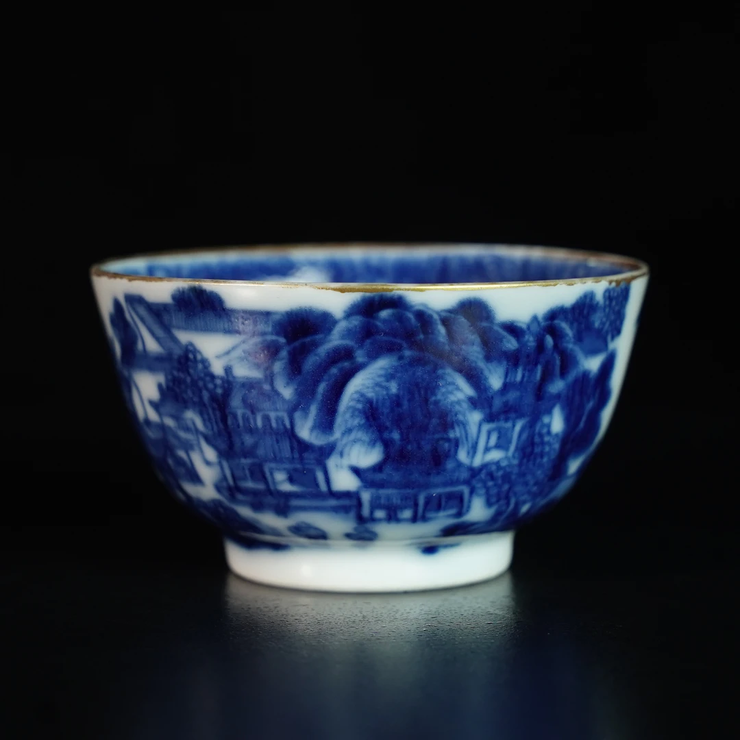 清乾隆・江西十景青花杯【古董拍卖】LF