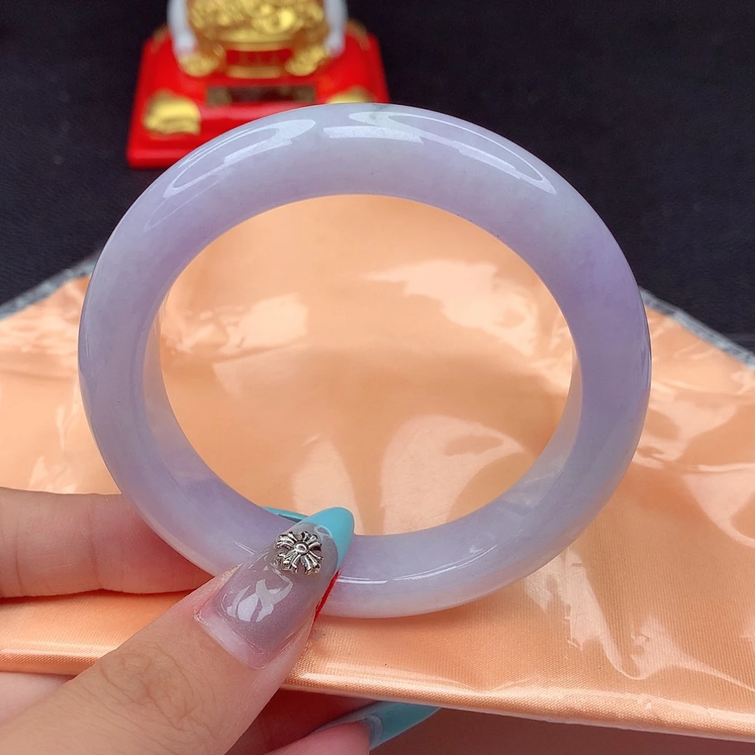 翡翠手镯未镶嵌翡翠56.2细腻紫正圈