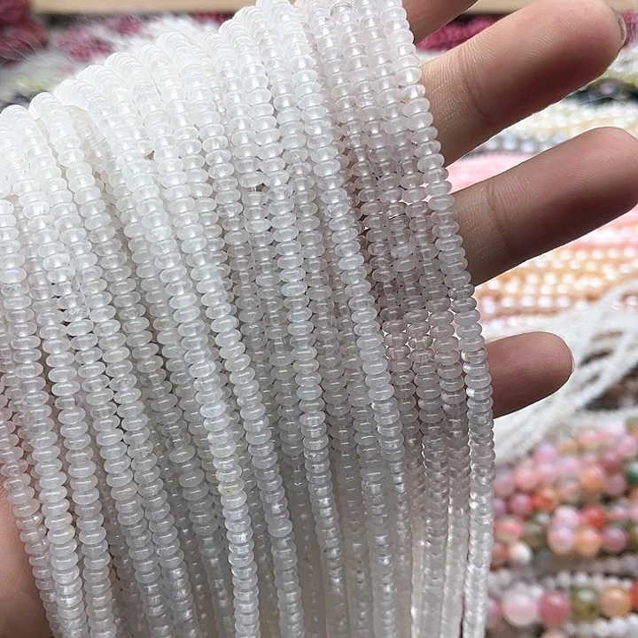 玛瑙/玉髓珠宝半成品未镶嵌一条4.5mm左右白水晶算盘珠