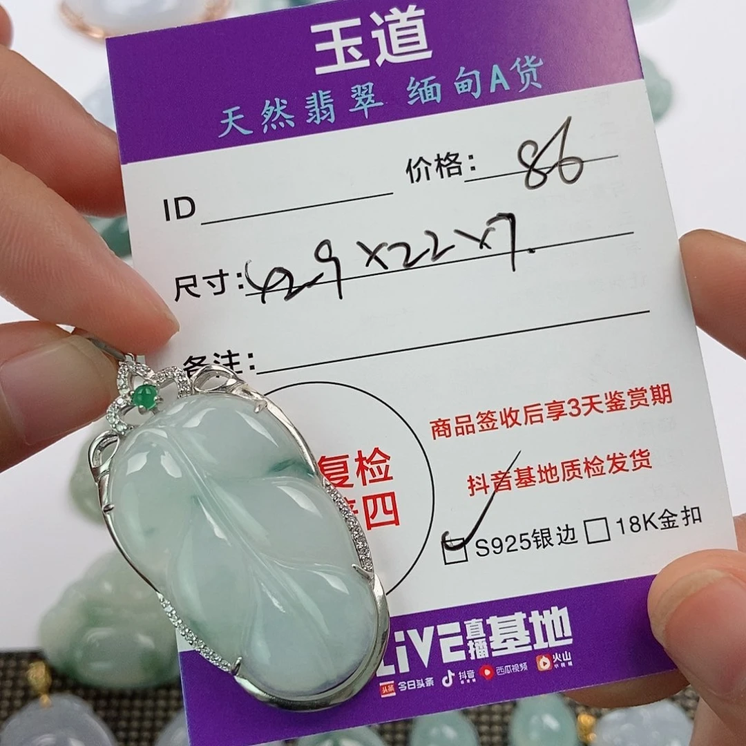 翡翠银S925镶嵌颈饰翡翠