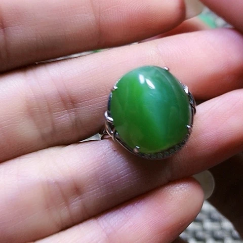 和田玉银S925镶嵌戒指