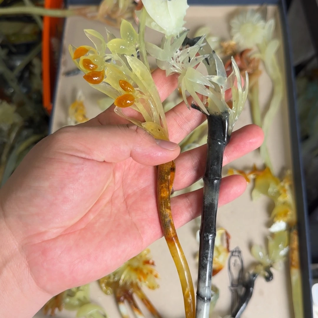 岫玉发饰未镶嵌晶***头