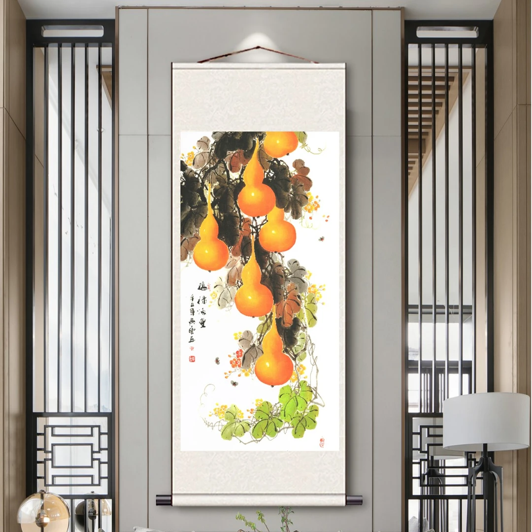 155*60 葫芦(福禄满堂)玄关走廊茶室 高清数字微喷 精品软装挂画