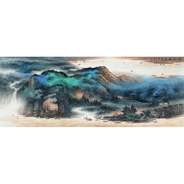 【墨漓书画】张绪洪 小六尺180x70cm 泼彩山水 经典国画山水画