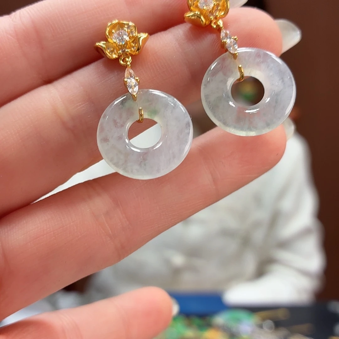 翡翠银S925镶嵌耳饰