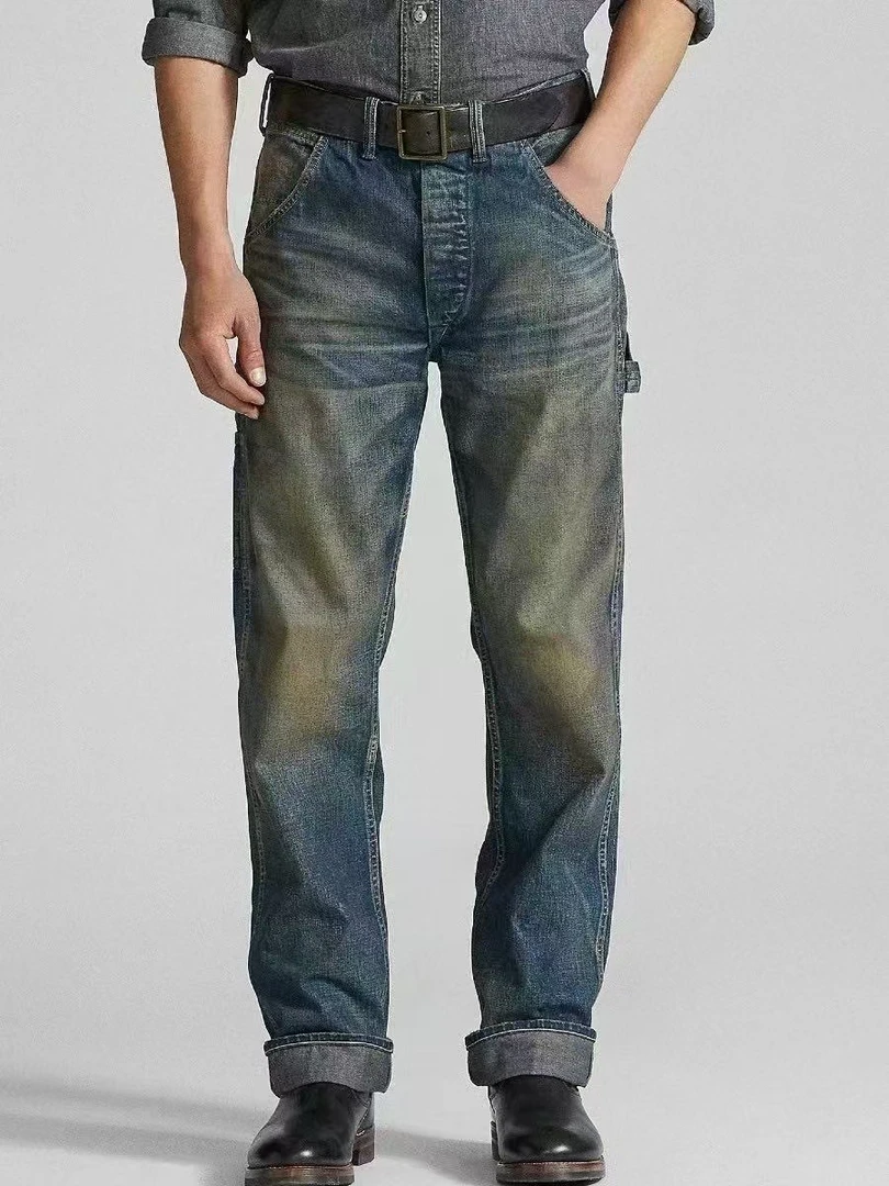 休闲百搭直筒牛仔长裤