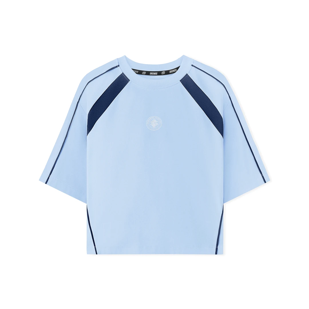 学院风休闲刺绣短袖宽松夏季T恤撞色印花男女经典百搭L225W086