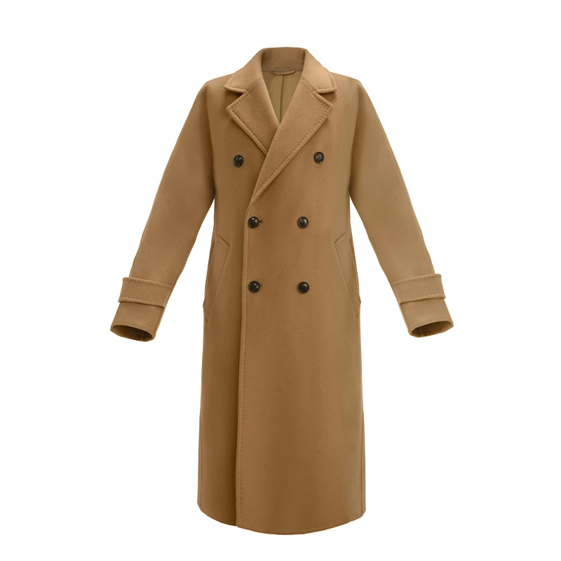 戈思蒂G26099男士气质时尚休闲百搭黑色中长款翻领秋冬羊绒大衣