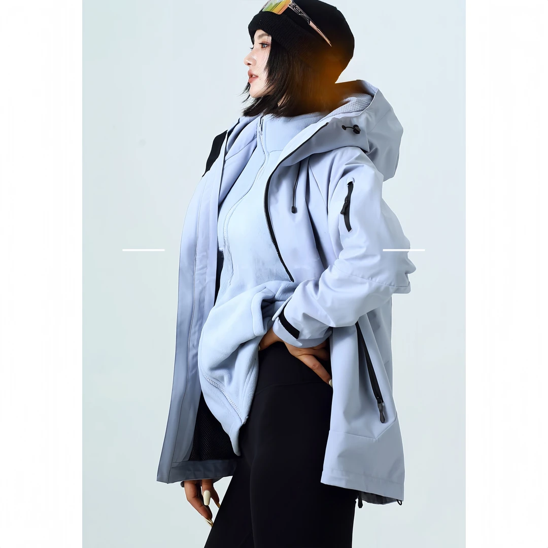 [25630]户外运动秋冬男女防风连帽休闲时尚三合一冲锋夹克