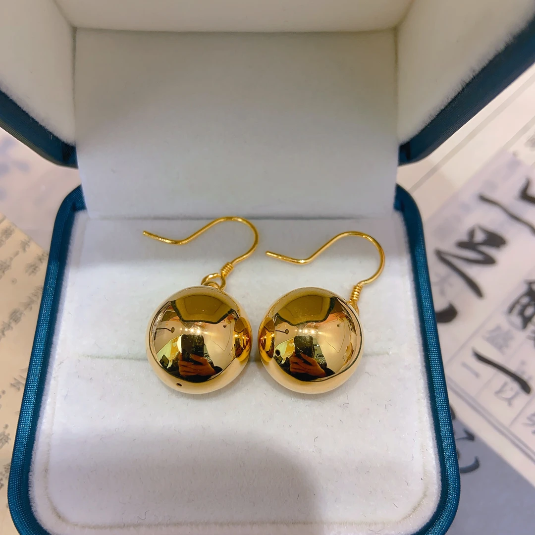 4049 足金亮面球球耳钩 简约百搭款 小众设计款