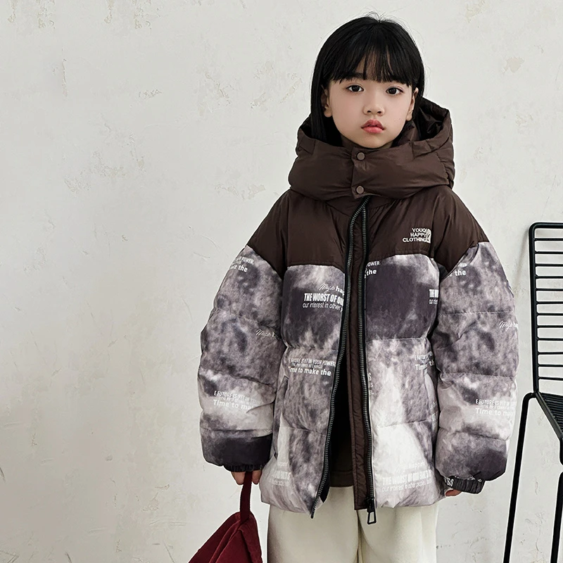【呦奇】2024冬季新款90白鸭绒迷彩加厚时尚童装羽绒服U226012