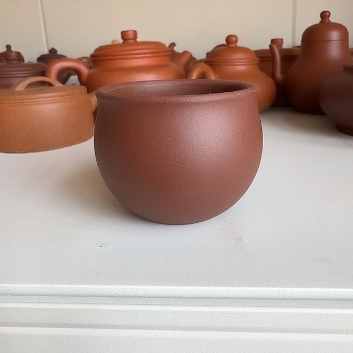 紫砂茶壶紫泥杯子两个70cc