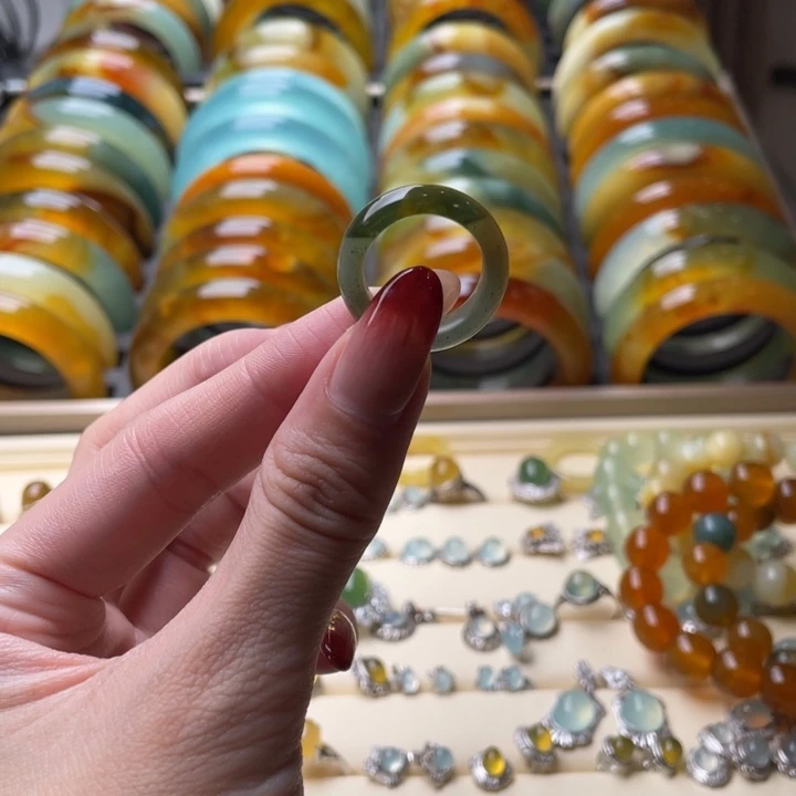 蛇纹石玉戒指圈未镶嵌思*渊