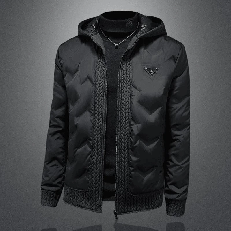 2025欧货冬季修身潮流男士连帽麦穗外套潮牌时尚男装