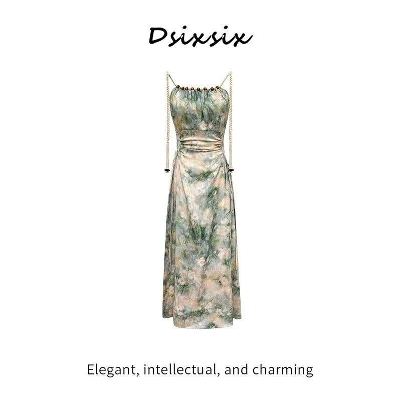 依漾自制-【柳絮飘然】新款百搭显瘦收腰设计感气质连衣裙-B6124K