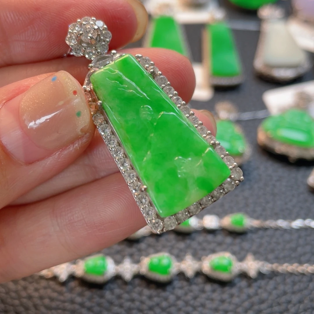 翡翠银S925镶嵌吊坠(不含链)