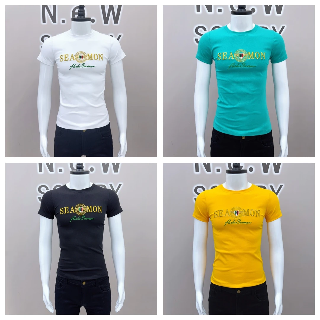 字母刺绣圆领学生夏季短袖T恤紧身潮流男士休闲精神小伙韩版半袖