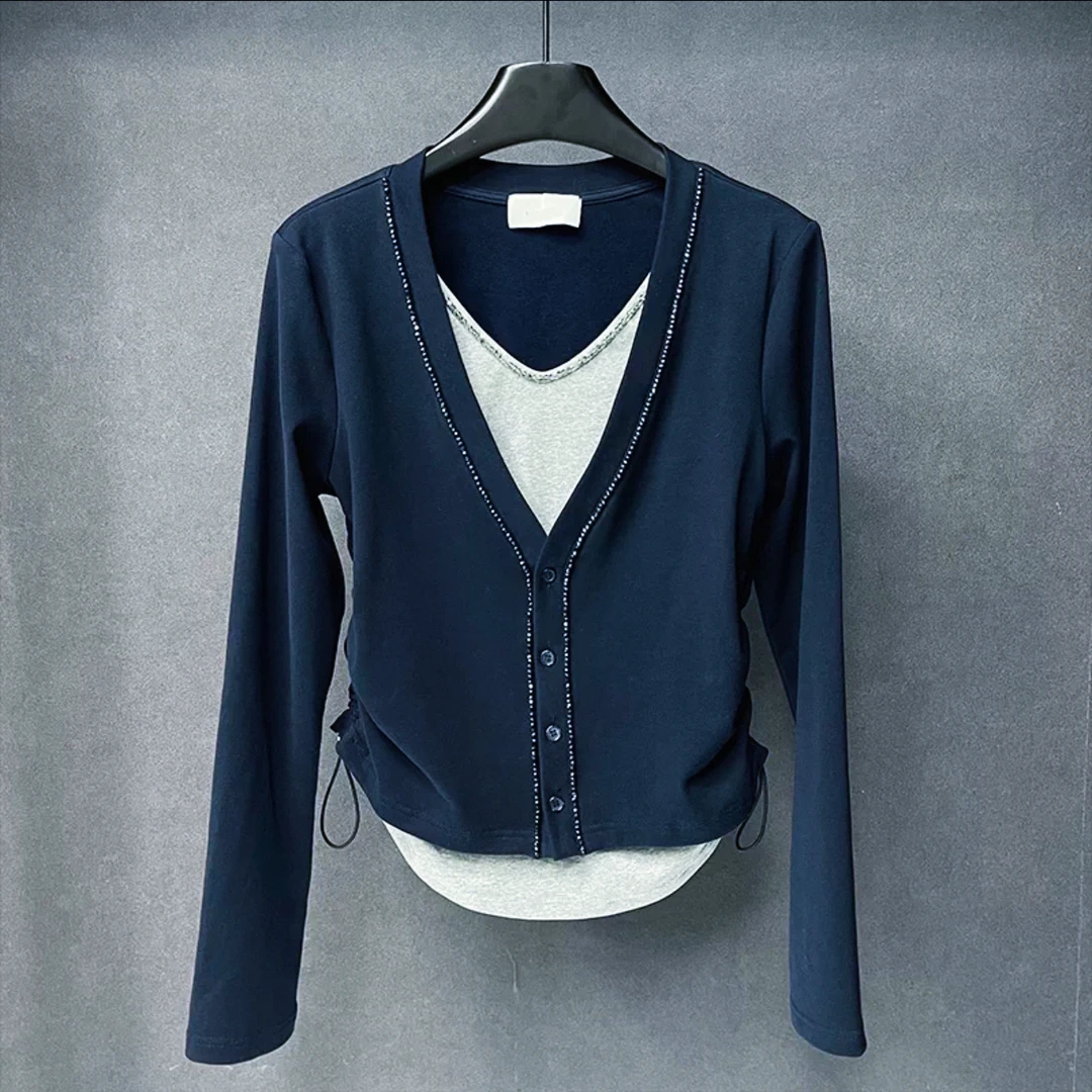 274 假两件衣服设计款百搭时尚针织毛衣