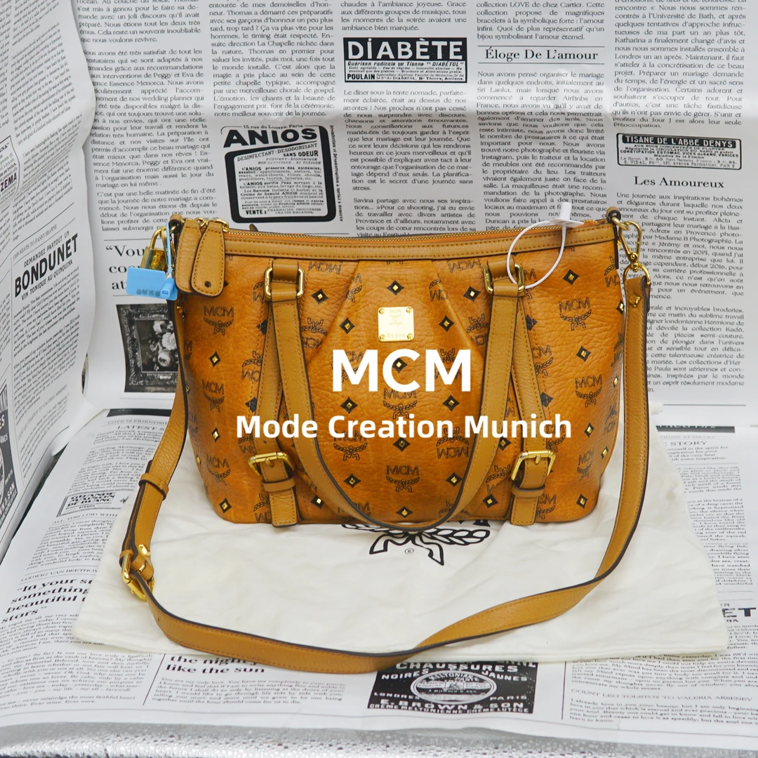 95新 MCM 干邑色派拉蒙包/EE03820016/0016