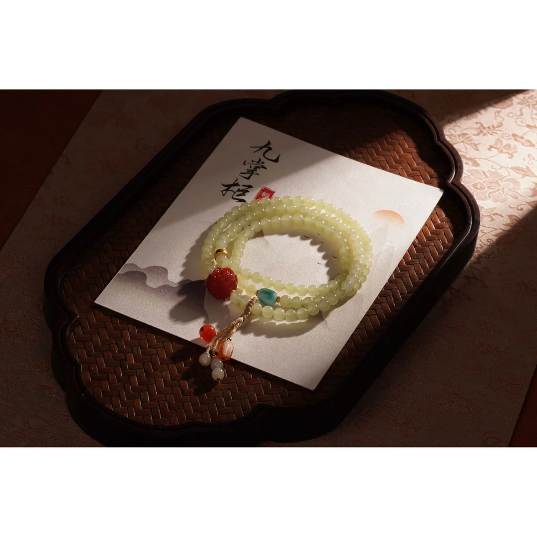 天然和田玉冰料黄口多圈手串约5mm—多样性发其一【JJ303】