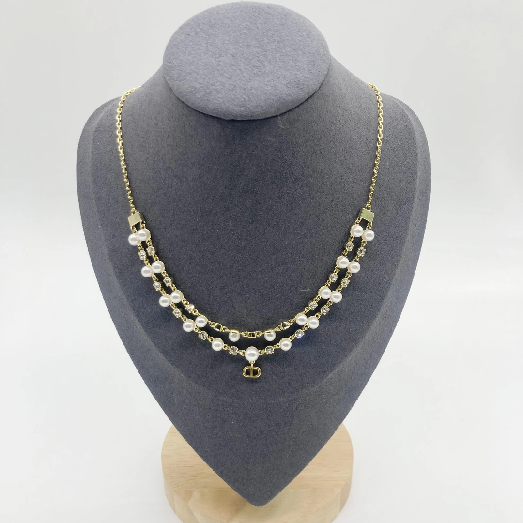 铜合金仿珍珠项链 经典百搭珍珠锁骨项链、镀14K真金