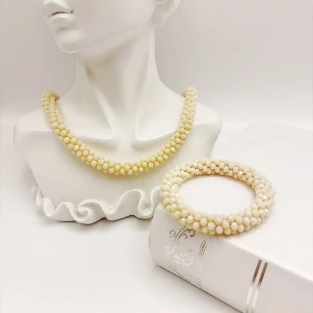 非金属仿水晶项链 精致水晶穿珠项链新款高级质感