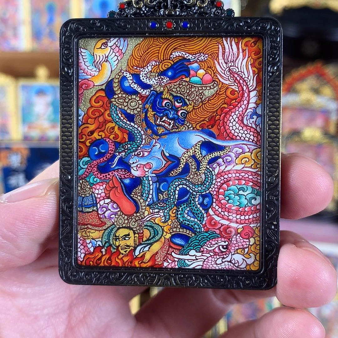 吊坠黑财神热贡纯手绘唐卡