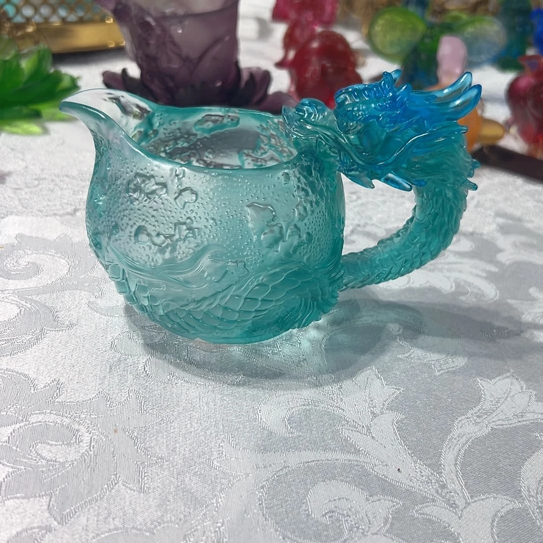 陶瓷QAA332冰蓝色龙纹公道杯