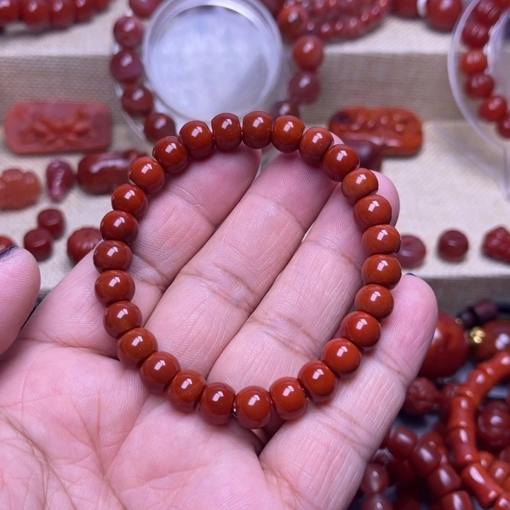 南红玛瑙未镶嵌手链苹果8 M