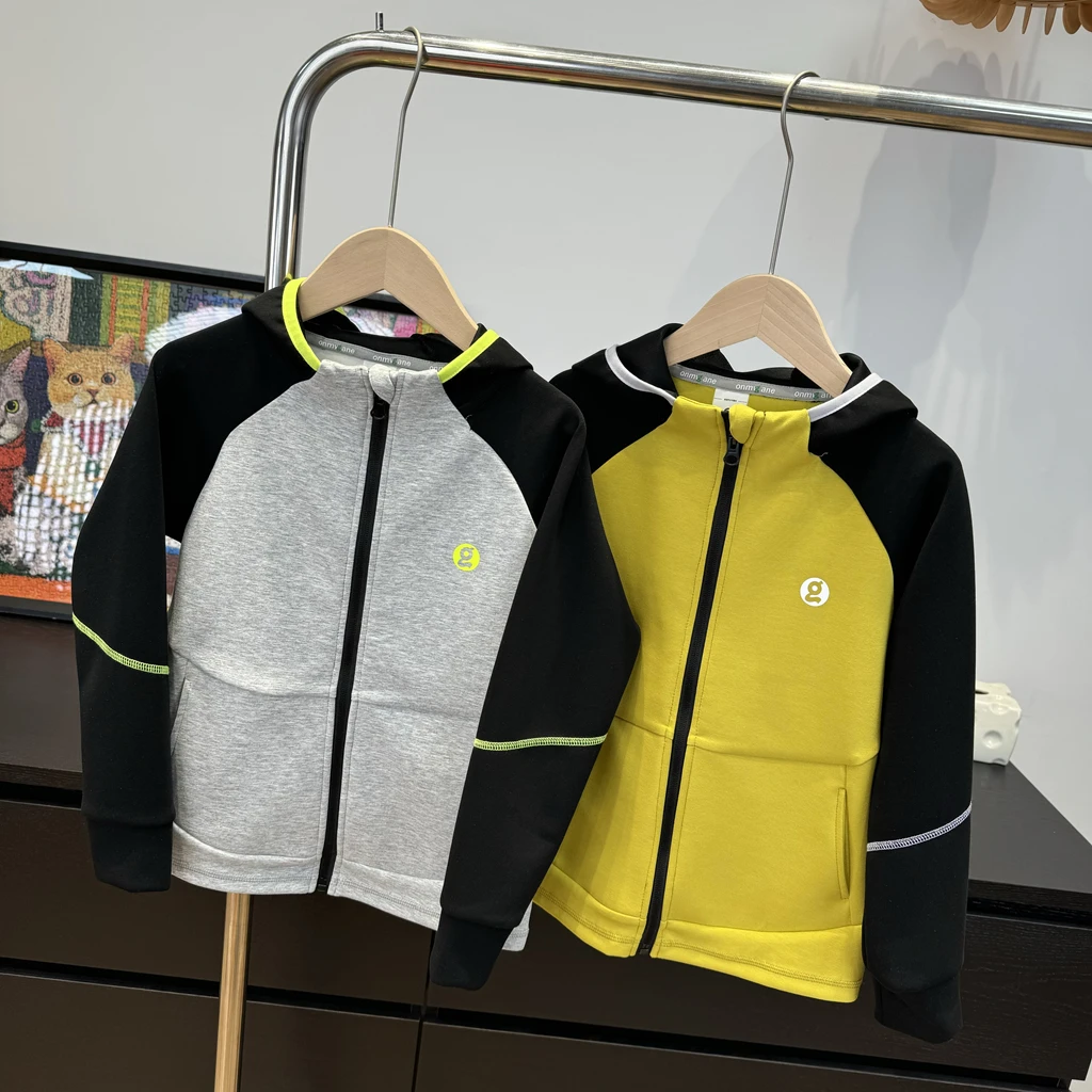 25春季新款插肩连帽外套夹克运动中大男童女童弹力休闲外套8011