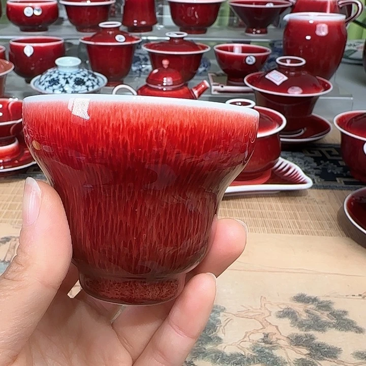 景德镇陶瓷红马坊杯