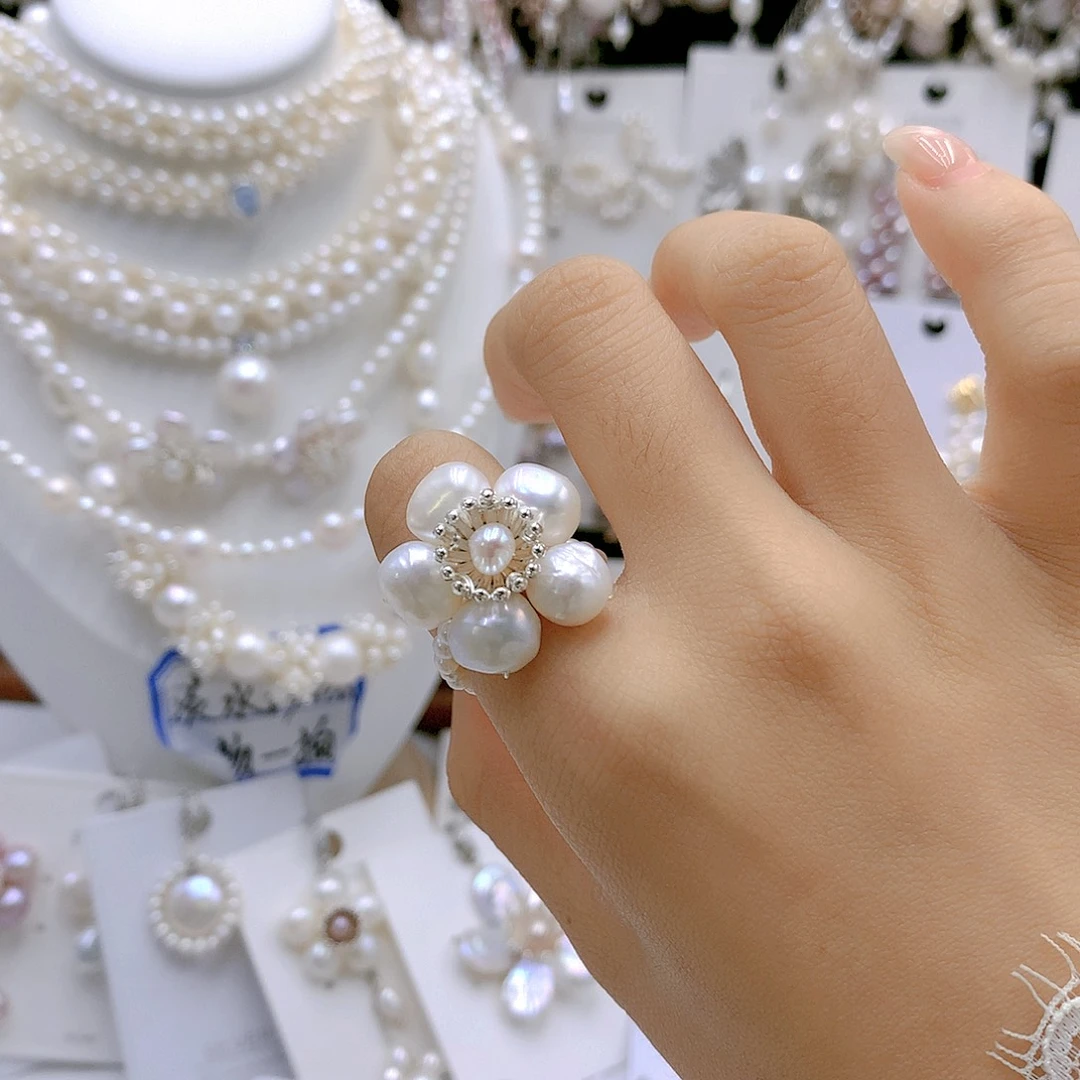 银S925镶嵌耳饰淡水珍珠