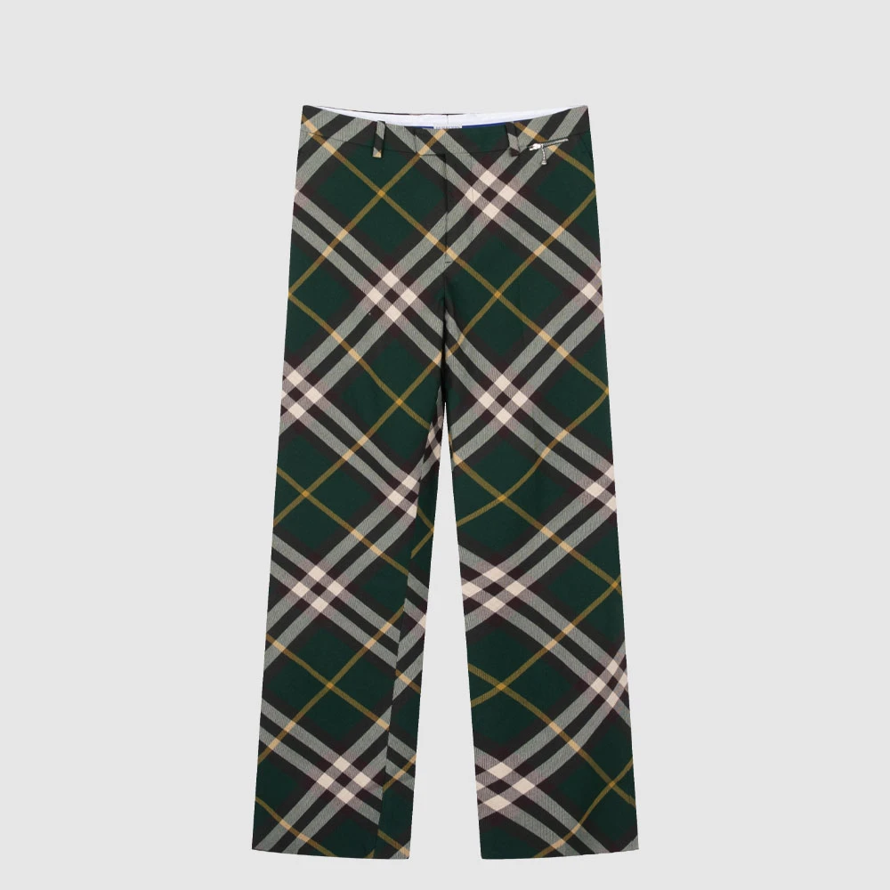 BURBERRY博柏利新品绵羊毛格纹男时尚休闲长裤小直筒西裤8082273