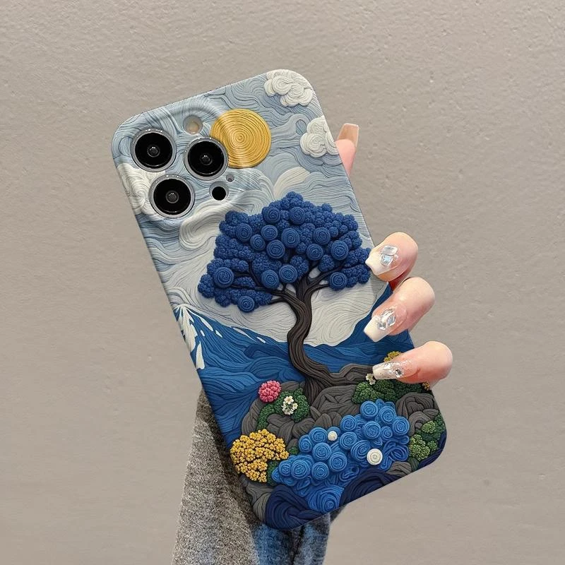 欧克里里渐变山川玫瑰适用苹果16菲林手机壳华为P70vivo小米oppo