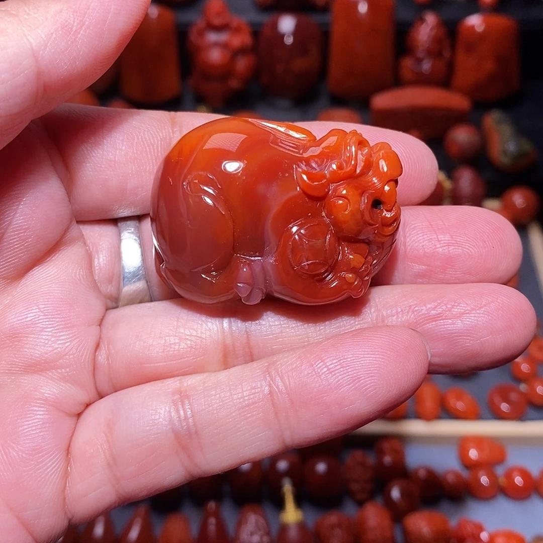 南红玛瑙未镶嵌火焰貔貅