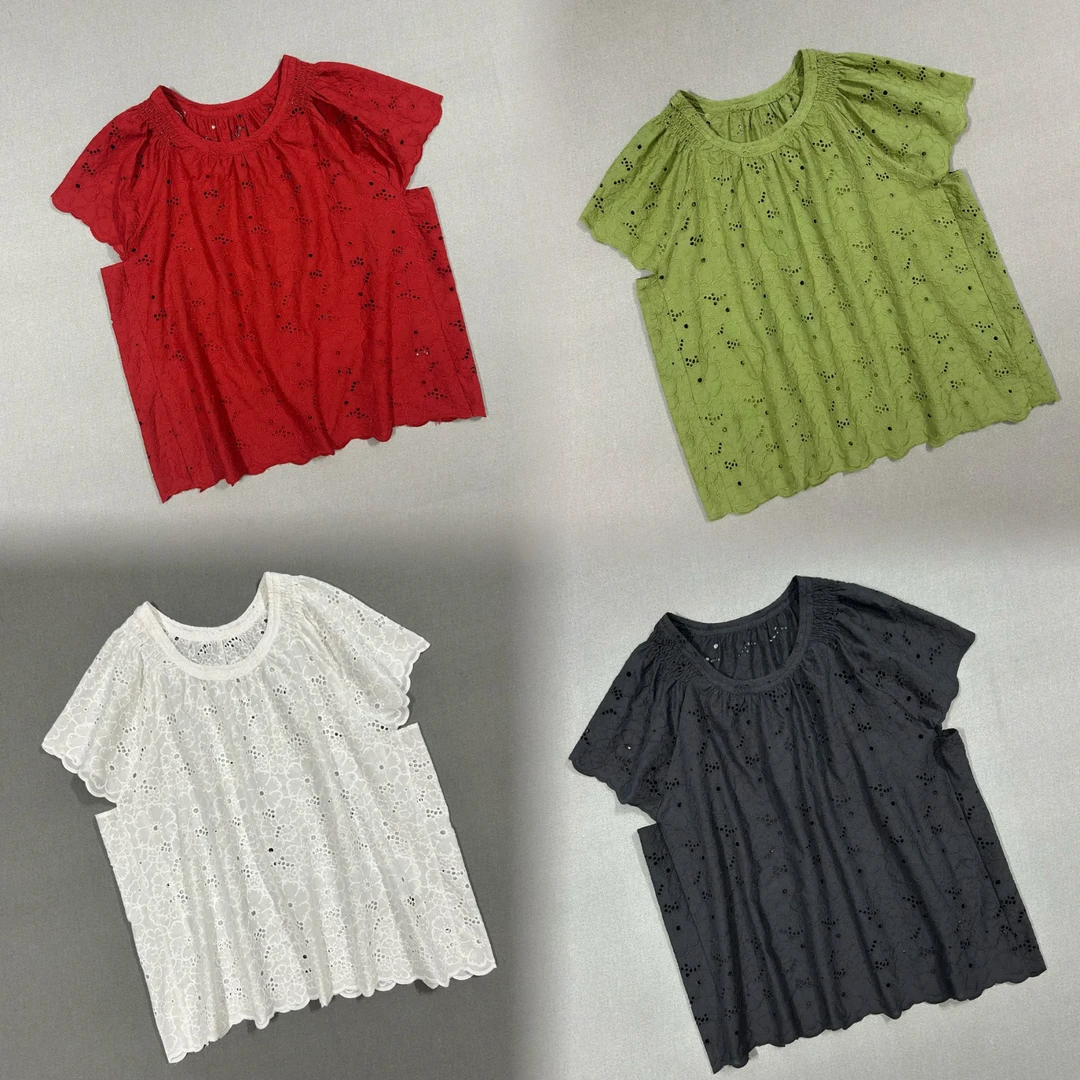 大博姐大码2025夏季新款上新镂空短袖上衣55267