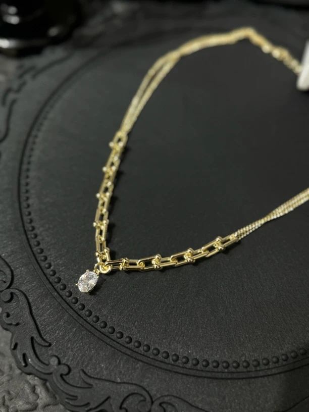 钛钢项链 LARVINA复古金色项链百搭款