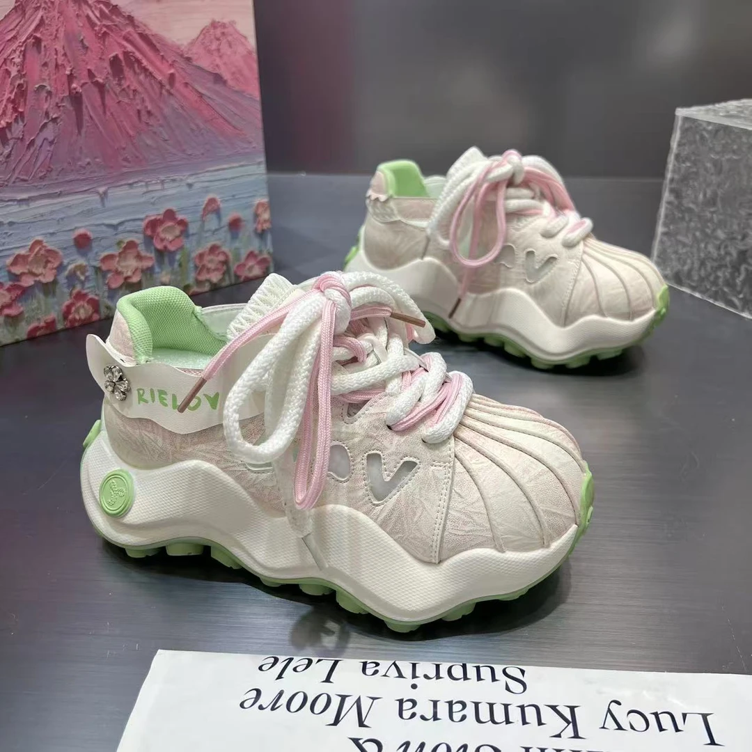 【慧/夏日冰淇淋】欧洲站松糕百搭贝壳头厚底2025夏季新款大头增高