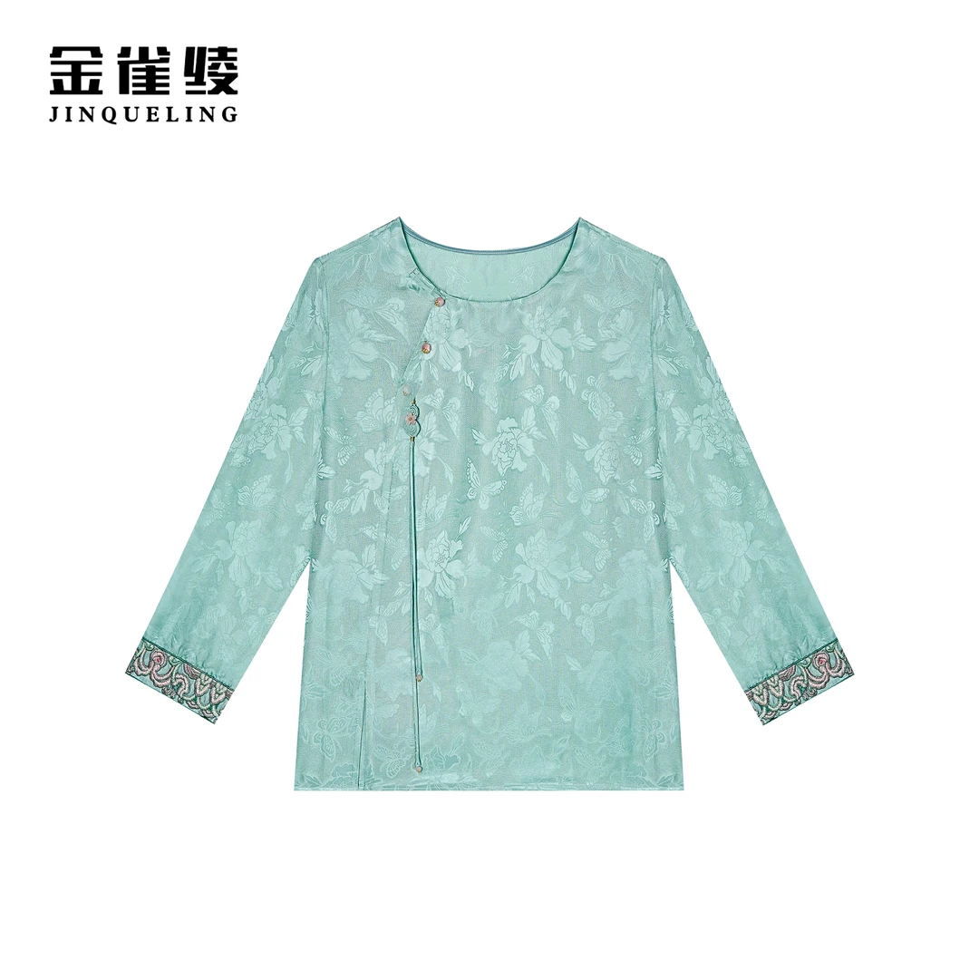 金雀绫【清风明月】国潮新中式设计师款提花衬衫SZA1S064