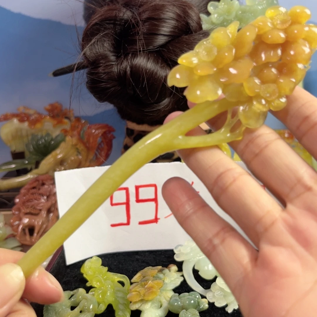 蛇纹石玉未镶嵌发饰玩***了