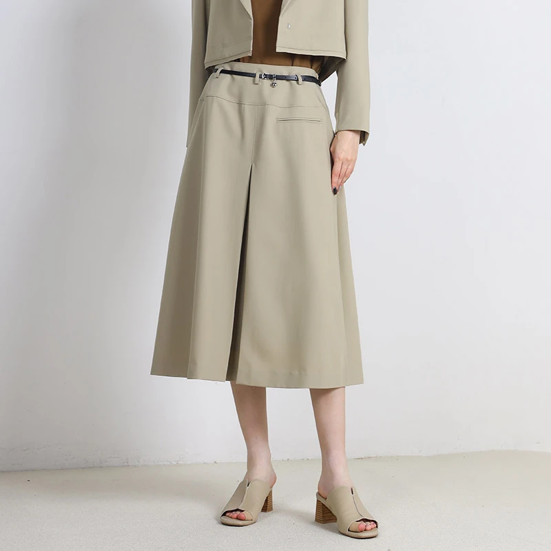 Jane express/简表达25春新款半裙气质纯色中长款宽松CBQ5004