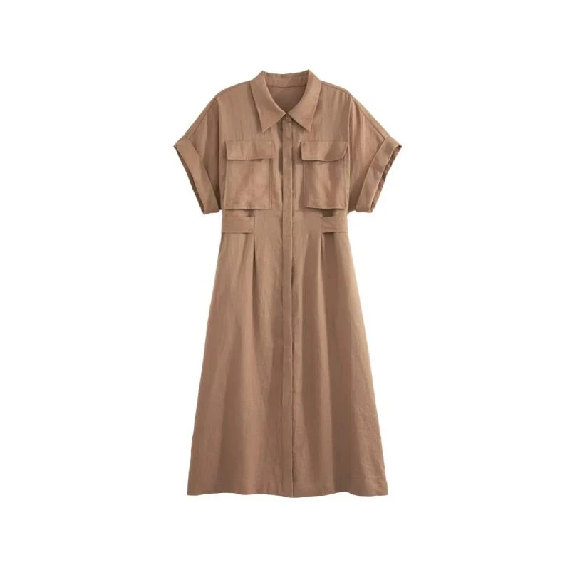 凯特丝蓓1353#法式连衣裙女短袖复古优雅通勤显瘦字连衣裙