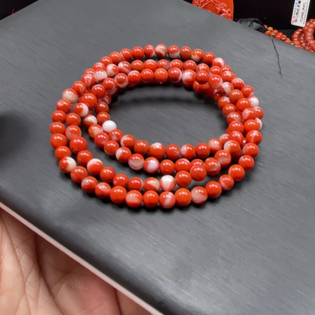 南红玛瑙未镶嵌卡5红白多圈