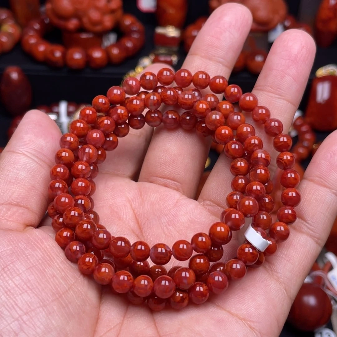 南红玛瑙珠宝奇石未镶嵌多圈5.5mm