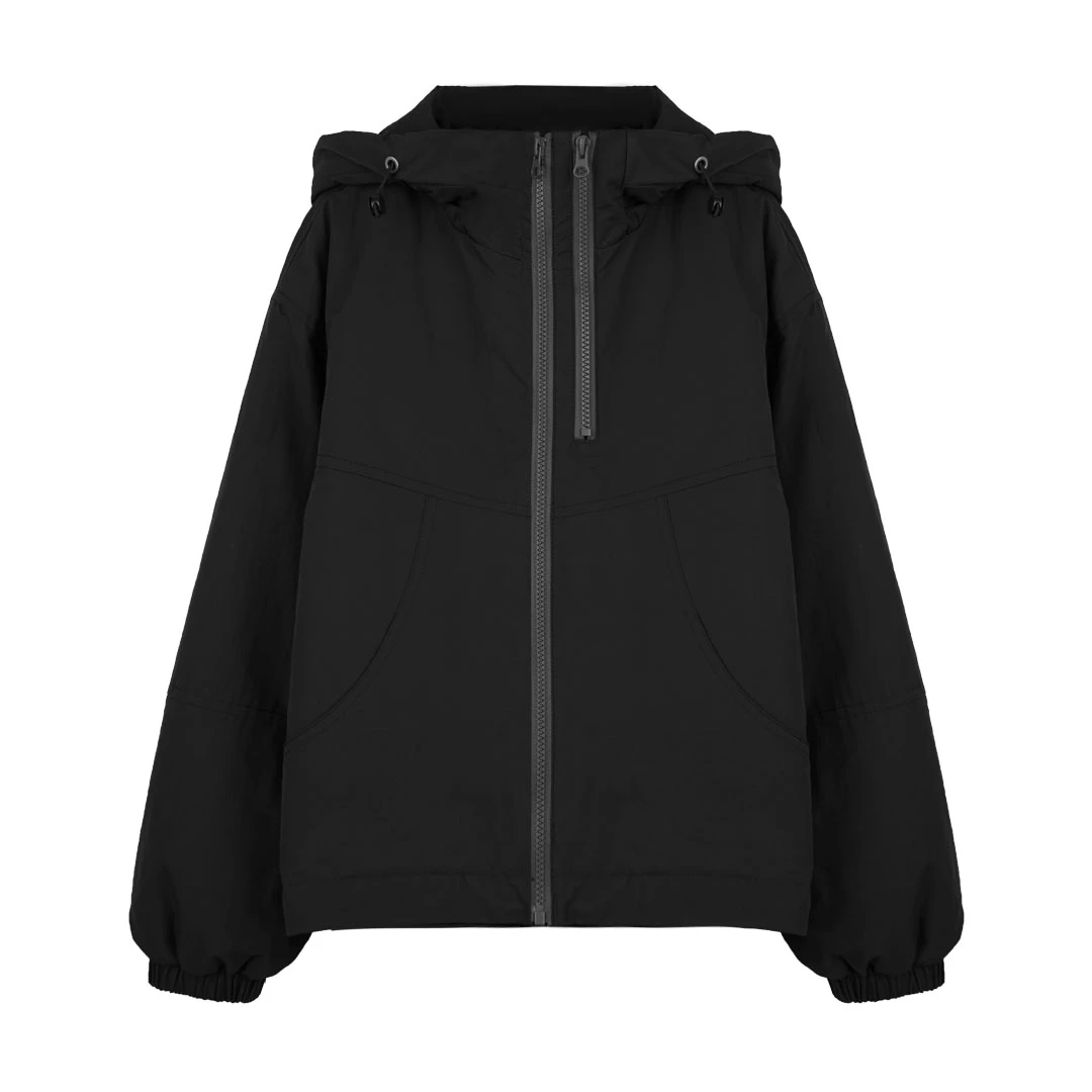 YO定制设计感百搭连帽夹棉风衣150小个子秋冬休闲简约宽松短外套