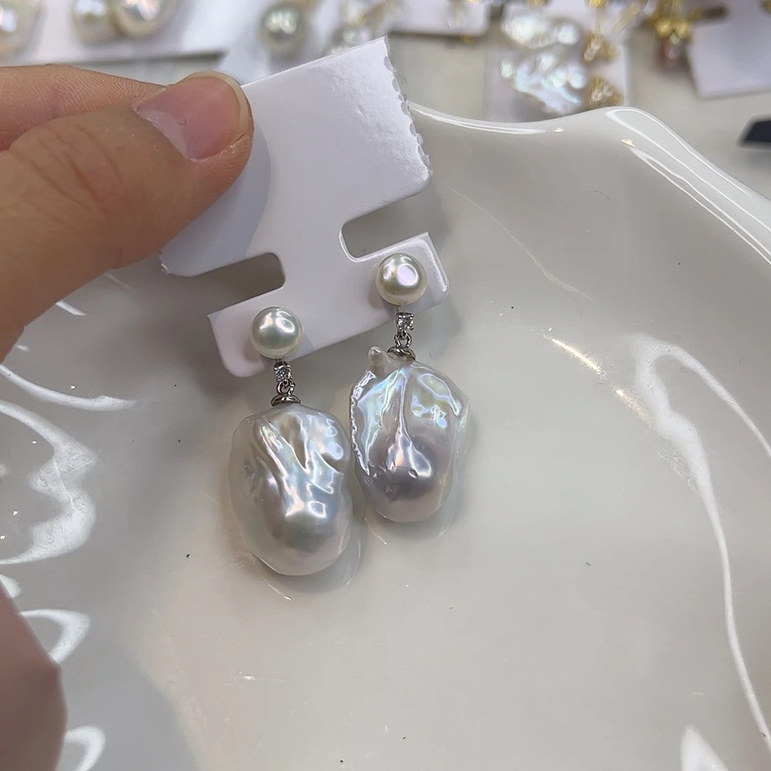 合金耳饰淡水珍珠